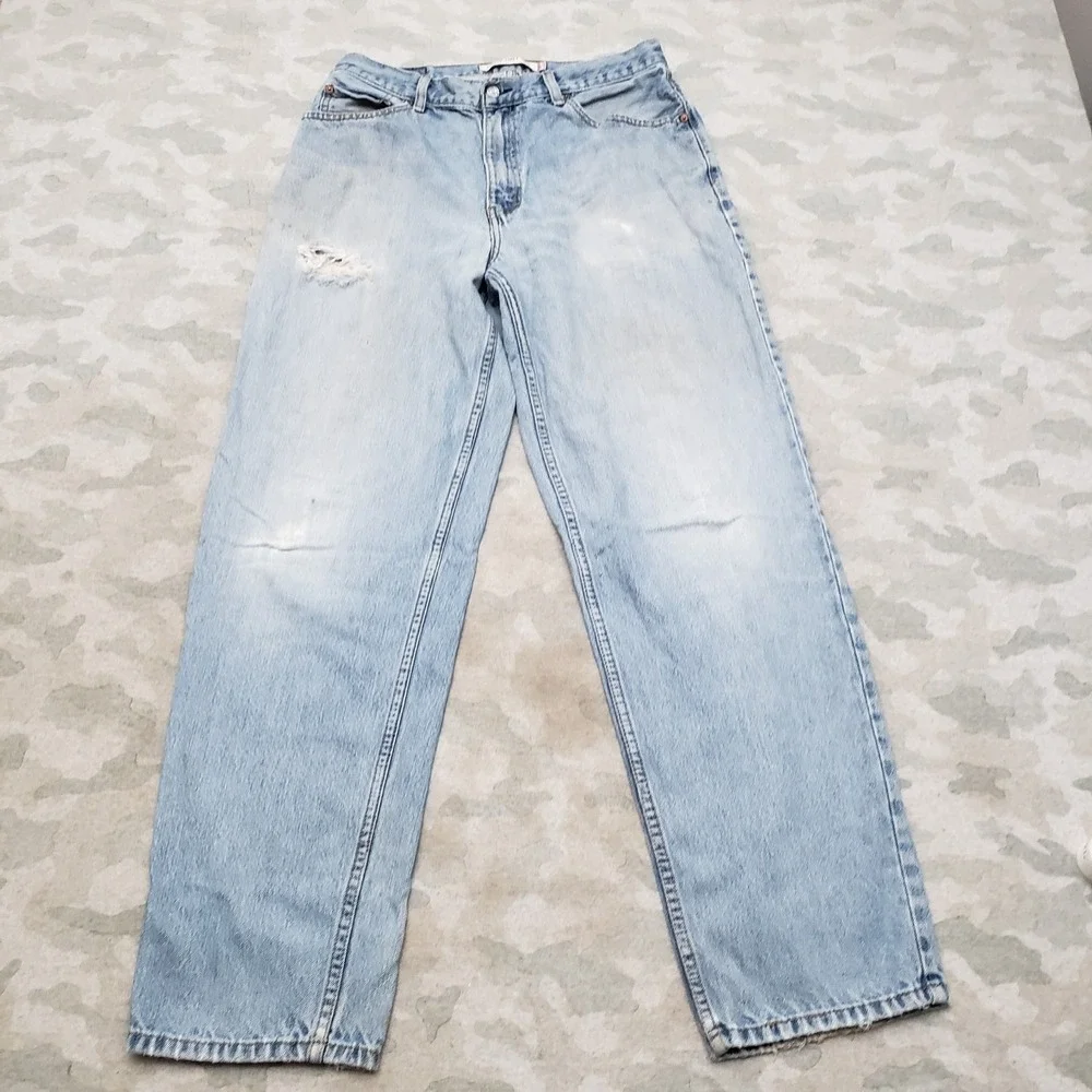 VTG Levi's 560 Jeans Mens 34x34 Blue Y2K Comfort Fit Denim Light Wash Distressed